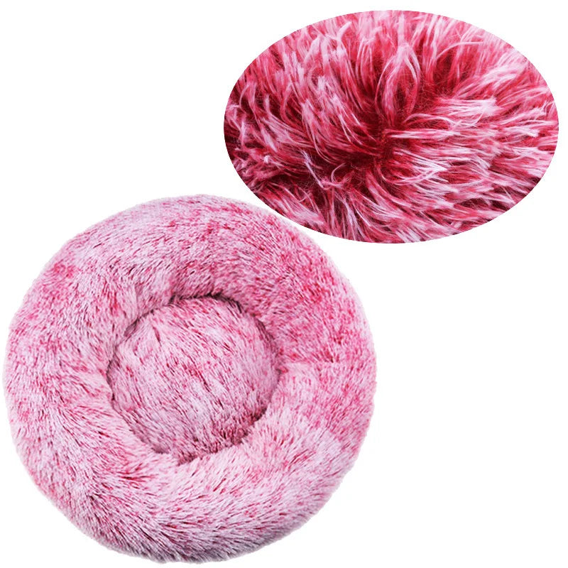 40-90cm Fluffy Dog Bed For Large Round Dog Bed Super Soft Cat House Plush Cat Nest Winter Warm Dog Pet Bed