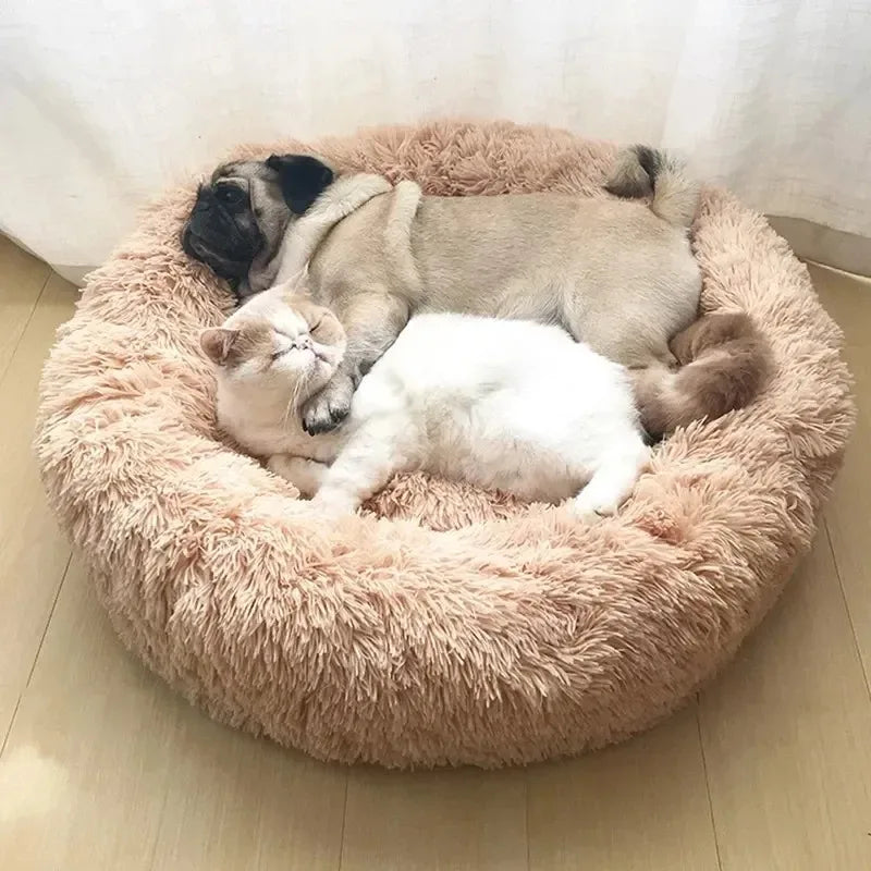 40-90cm Fluffy Dog Bed For Large Round Dog Bed Super Soft Cat House Plush Cat Nest Winter Warm Dog Pet Bed